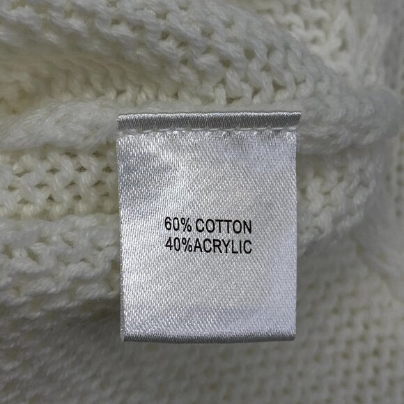 Ellsworth + Ivey Women’s Nantucket Stacked Sweater Size S Ivory Loose Knit Cotto - Picture 2 of 10